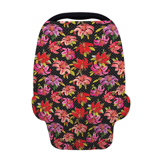 Polka Dot Lily Pattern Print Baby Seat Cover
