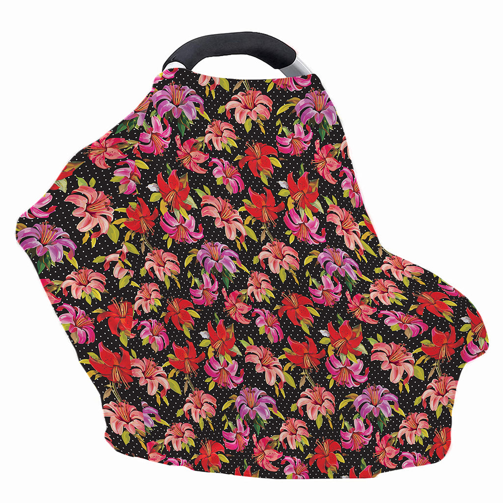 Polka Dot Lily Pattern Print Baby Seat Cover