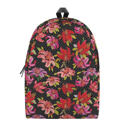 Polka Dot Lily Pattern Print Backpack