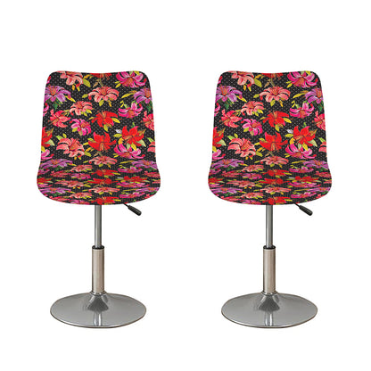 Polka Dot Lily Pattern Print Bar Stool Covers
