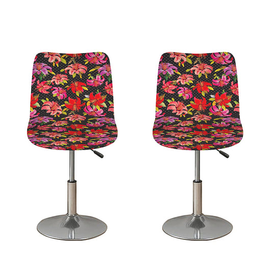 Polka Dot Lily Pattern Print Bar Stool Covers