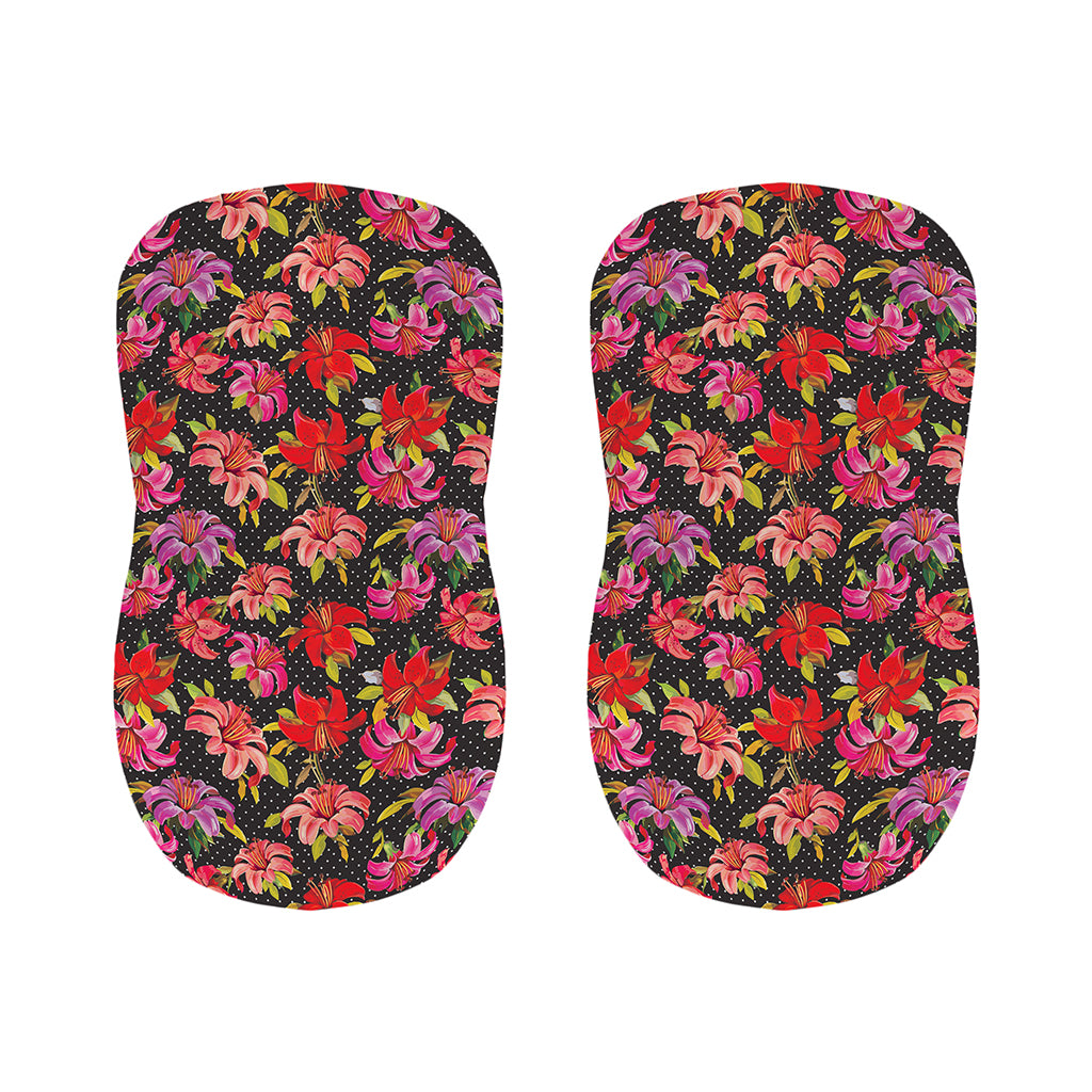Polka Dot Lily Pattern Print Bar Stool Covers