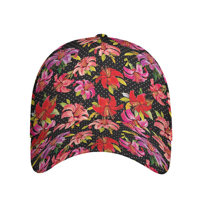 Polka Dot Lily Pattern Print Baseball Cap