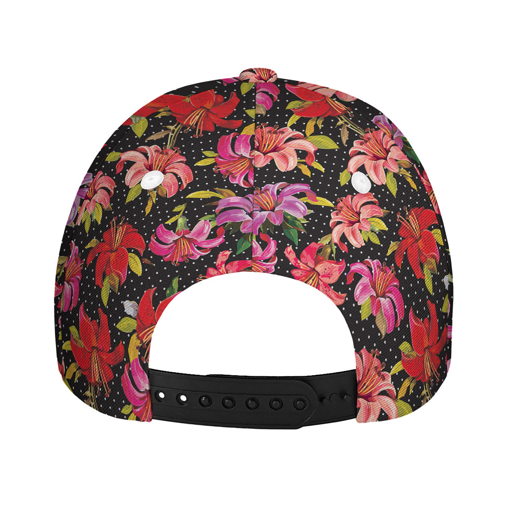 Polka Dot Lily Pattern Print Baseball Cap