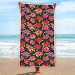 Polka Dot Lily Pattern Print Beach Towel