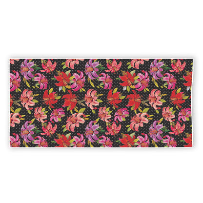 Polka Dot Lily Pattern Print Beach Towel