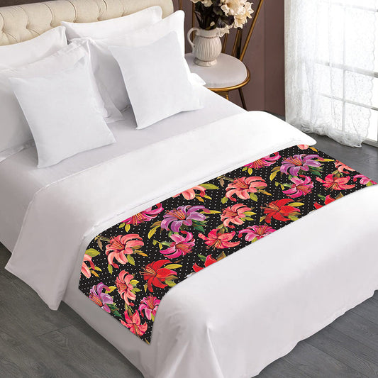 Polka Dot Lily Pattern Print Bed Runner