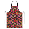 Polka Dot Lily Pattern Print Bib Apron With Pocket
