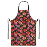 Polka Dot Lily Pattern Print Bib Apron With Pocket
