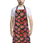 Polka Dot Lily Pattern Print Bib Apron With Pocket