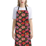 Polka Dot Lily Pattern Print Bib Apron With Pocket