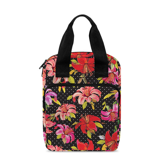 Polka Dot Lily Pattern Print Bible Tote Bag