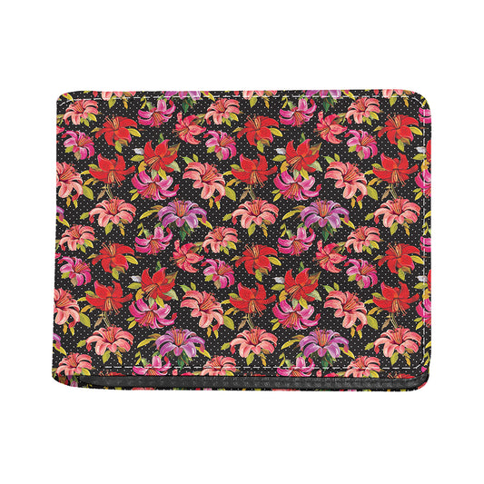 Polka Dot Lily Pattern Print Bifold Wallet