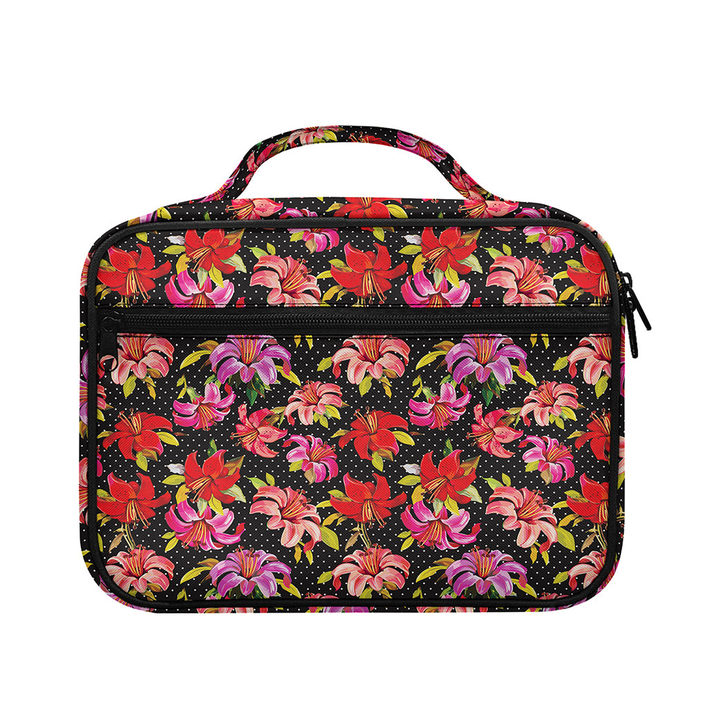 Polka Dot Lily Pattern Print Briefcase Bible Bag