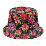 Polka Dot Lily Pattern Print Bucket Hat