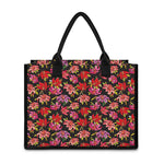 Polka Dot Lily Pattern Print Canvas Tote Bag
