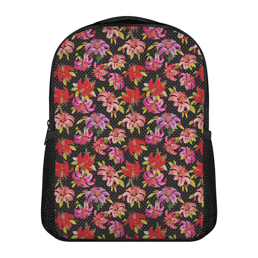 Polka Dot Lily Pattern Print Casual Backpack