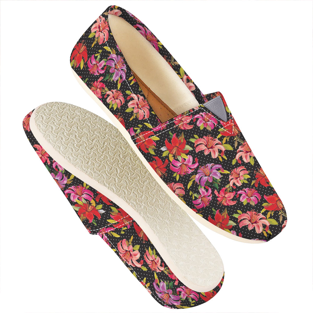 Polka Dot Lily Pattern Print Casual Shoes