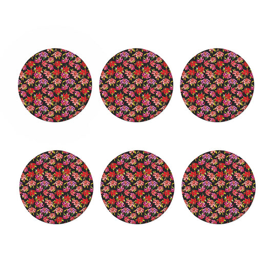 Polka Dot Lily Pattern Print Coaster Set
