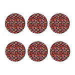 Polka Dot Lily Pattern Print Coaster Set