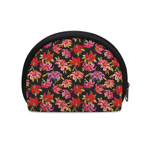 Polka Dot Lily Pattern Print Coin Purse