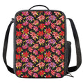 Polka Dot Lily Pattern Print Crossbody Lunch Bag