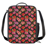 Polka Dot Lily Pattern Print Crossbody Lunch Bag