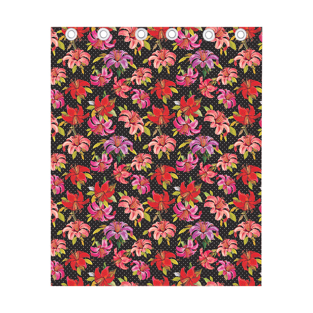 Polka Dot Lily Pattern Print Curtain