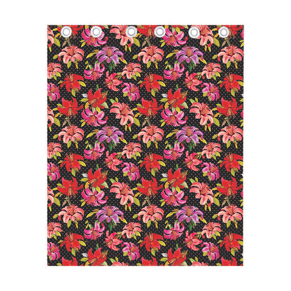 Polka Dot Lily Pattern Print Curtain