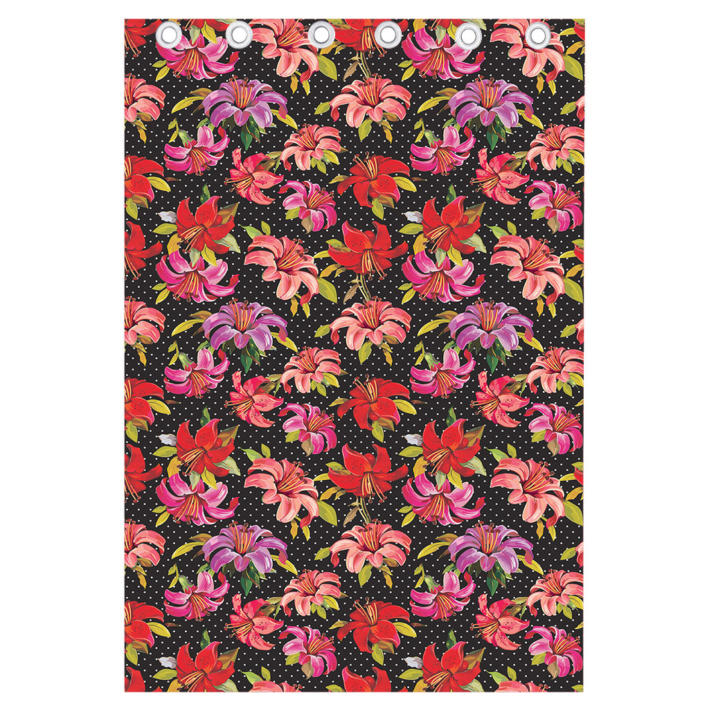 Polka Dot Lily Pattern Print Curtain