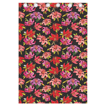 Polka Dot Lily Pattern Print Curtain