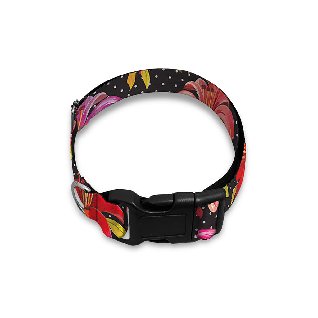 Polka Dot Lily Pattern Print Dog Collar