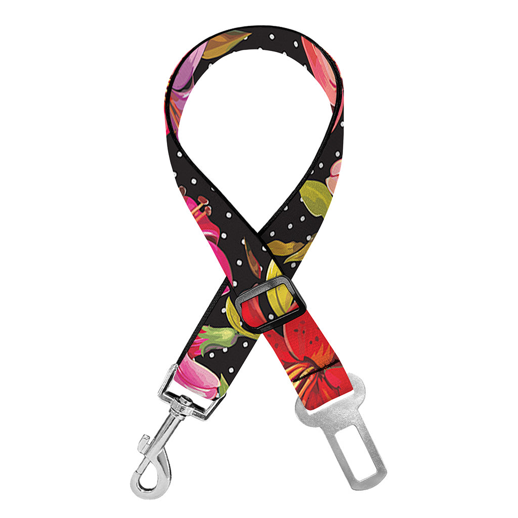 Polka Dot Lily Pattern Print Dog Seat Belt