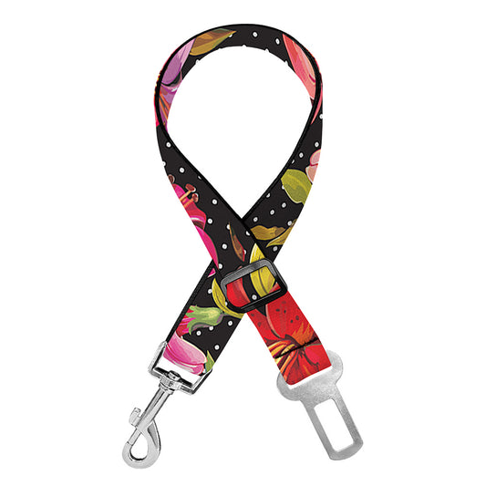 Polka Dot Lily Pattern Print Dog Seat Belt