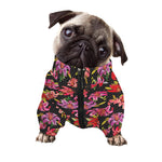 Polka Dot Lily Pattern Print Dog Zip Up Jacket