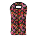 Polka Dot Lily Pattern Print Double Neoprene Wine Tote
