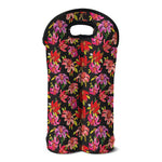 Polka Dot Lily Pattern Print Double Neoprene Wine Tote