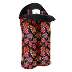 Polka Dot Lily Pattern Print Double Neoprene Wine Tote