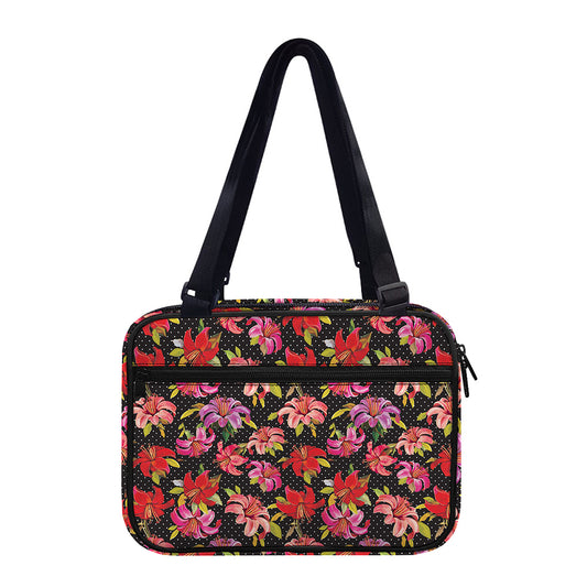 Polka Dot Lily Pattern Print Double Strap Bible Bag