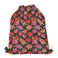 Polka Dot Lily Pattern Print Drawstring Bag