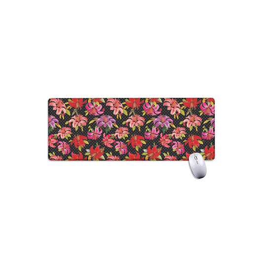 Polka Dot Lily Pattern Print Extended Mouse Pad