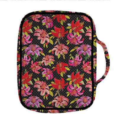 Polka Dot Lily Pattern Print Front Pocket Bible Bag