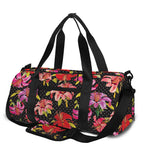 Polka Dot Lily Pattern Print Gym Bag