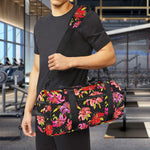 Polka Dot Lily Pattern Print Gym Bag