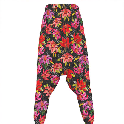 Polka Dot Lily Pattern Print Hammer Pants