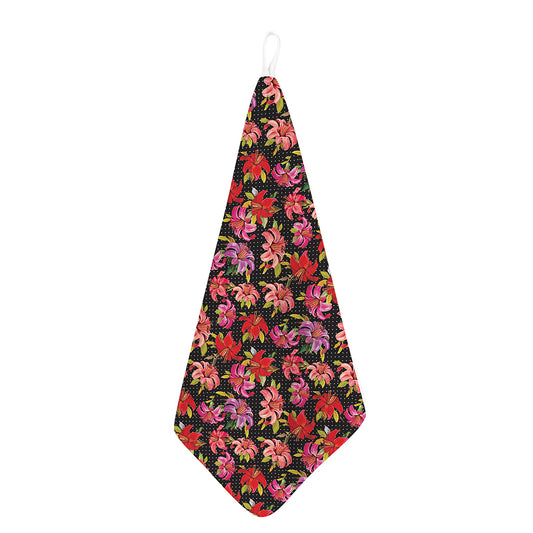 Polka Dot Lily Pattern Print Hand Towel