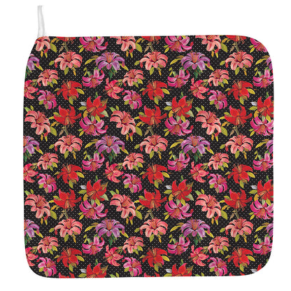 Polka Dot Lily Pattern Print Hand Towel