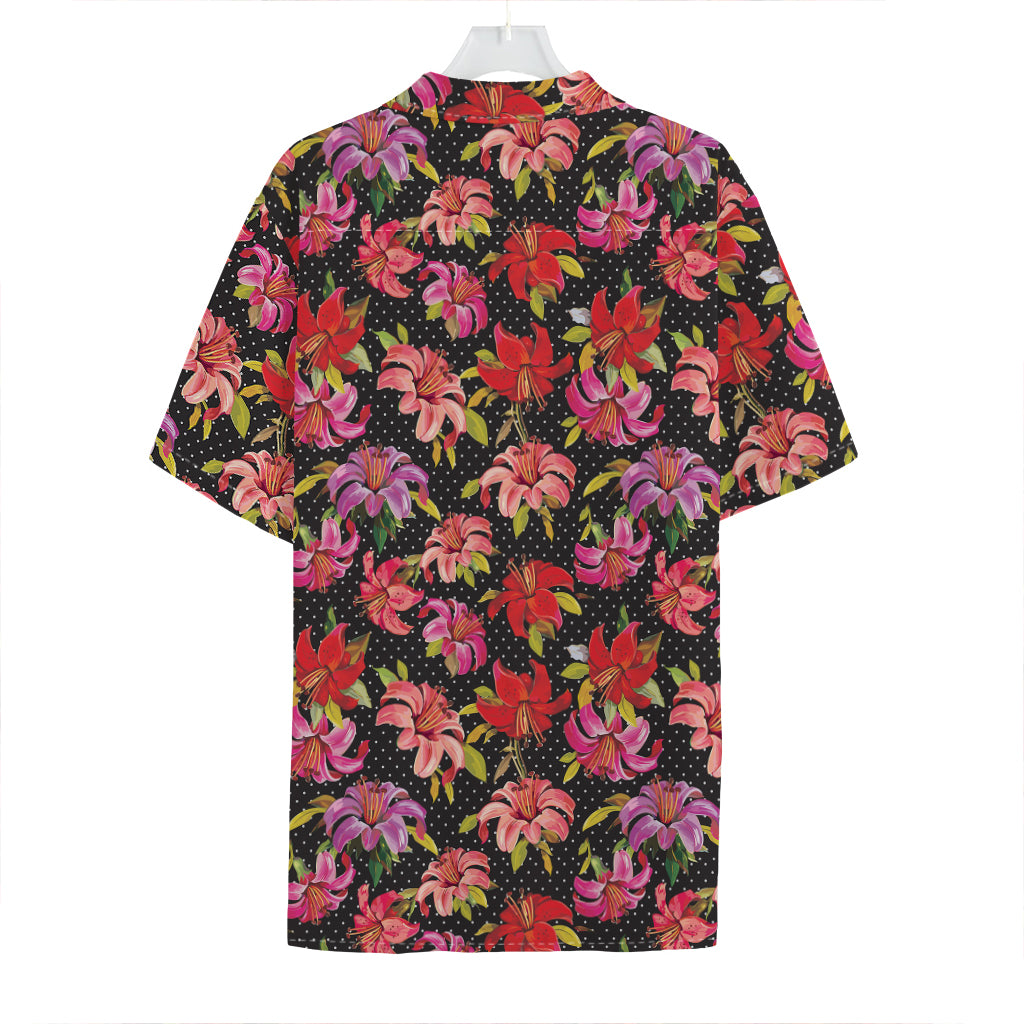 Polka Dot Lily Pattern Print Hawaiian Shirt