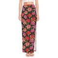 Polka Dot Lily Pattern Print High Slit Maxi Skirt
