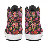 Polka Dot Lily Pattern Print High Top Leather Sneakers